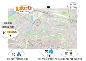 Map with useful locations around the festival grounds
